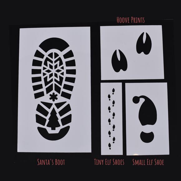 Christmas Snow Tracks Stencil Set – Santa, Elf, & Reindeer Footprints (Set of 4) - Picture 2 of 4